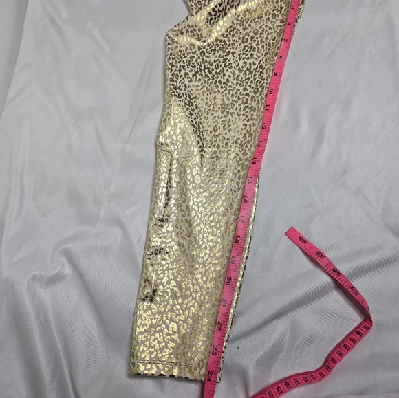 CARBON38 gold metallic leopard high rise athletic‎ 7/8 legging M - Picture 8 of 10
